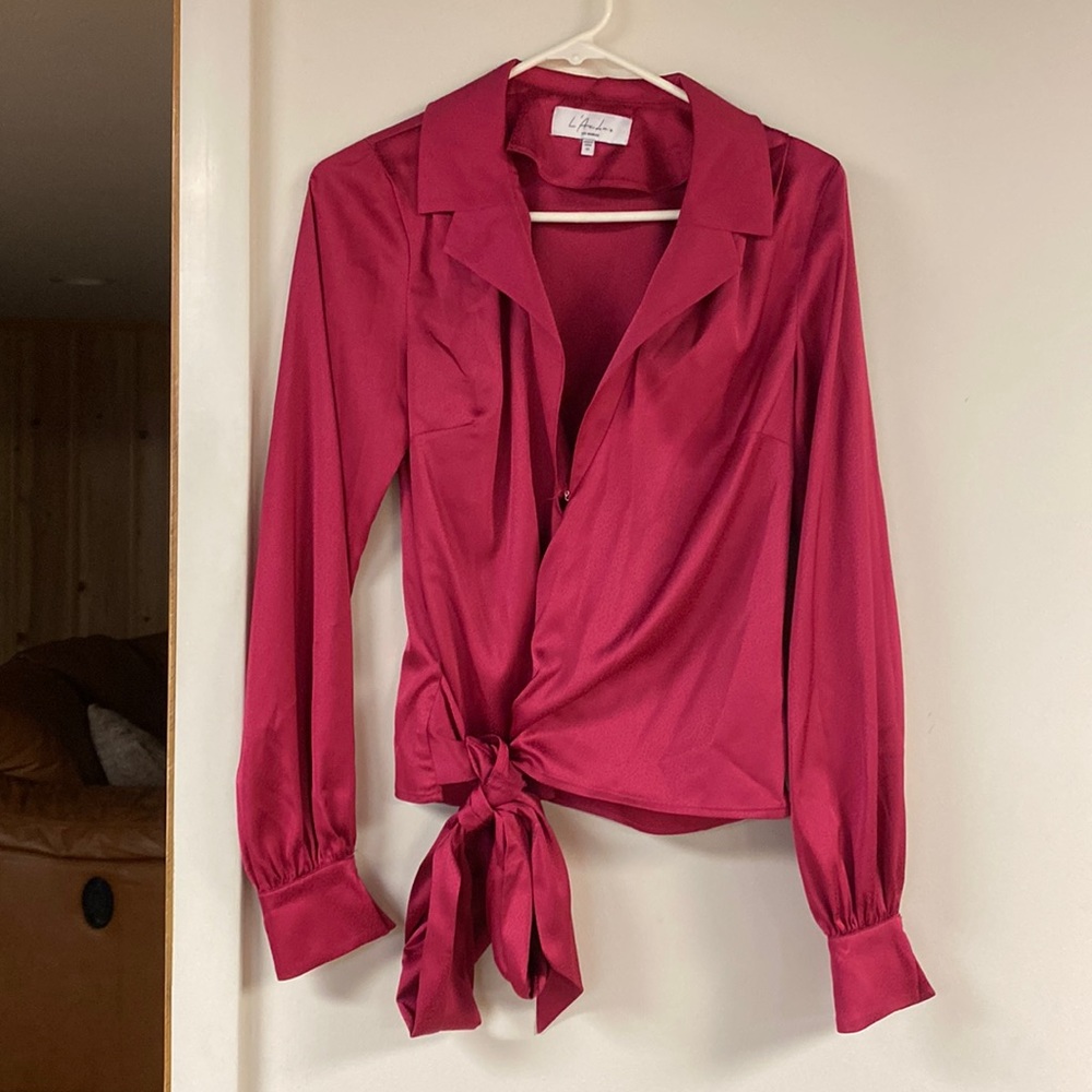 Silky wrap blouse
